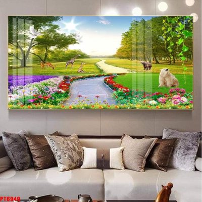 File ảnh Tranh sơn thủy thác nước PT6949 (gốc) in PP, decal