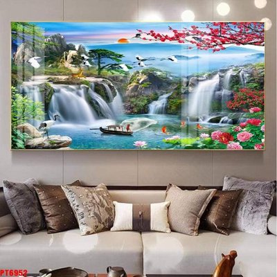 Tải file gốc Tranh sơn thủy thác nước PT6952 (in không vỡ ảnh)