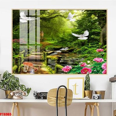 File gốc Tranh sơn thủy thác nước PT6965 (ảnh chi tiết) để in ấn