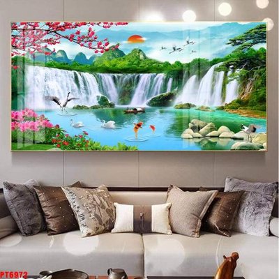 File gốc Tranh sơn thủy thác nước PT6972 (PNG) nền trong suốt