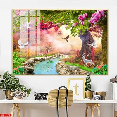 Tải file gốc Tranh sơn thủy thác nước PT6979 dùng cho in ấn