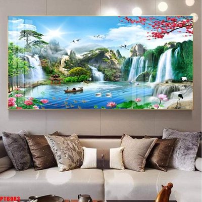 File gốc Tranh sơn thủy thác nước PT6983 (phong cách) châu Âu