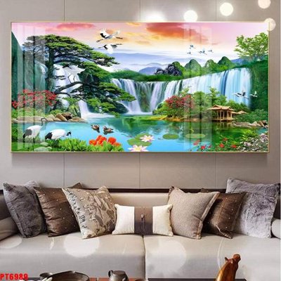 Tải file gốc Tranh sơn thủy thác nước PT6989 (in không vỡ ảnh)