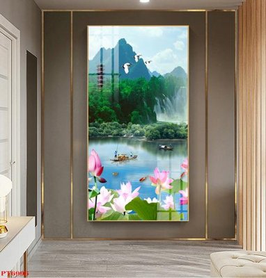 File tranh Tranh sơn thủy thác nước PT6996 (bản gốc) in canvas