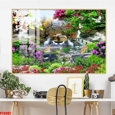 File gốc Tranh sơn thủy thác nước PT6997 (cho in ấn) từ Filetranh.com