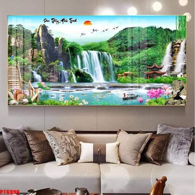 Download file Tranh sơn thủy thác nước PT6999 (gốc) in mica cao cấp