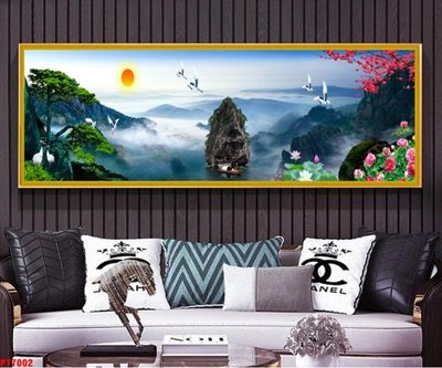 Tải file Tranh sơn thủy thác nước PT7002 (PSD) cho in tranh kính