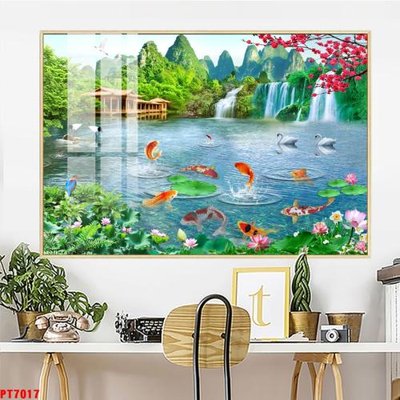 File gốc Tranh sơn thủy thác nước PT7017 (thiết kế) độc quyền