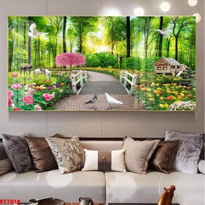 File in mica Tranh sơn thủy thác nước PT7019 (bản gốc) siêu trong