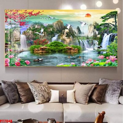 Tải file Tranh sơn thủy thác nước PT7048 (PSD) cho in ấn quảng cáo
