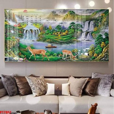 File in trần Tranh sơn thủy thác nước PT7057 (file gốc) chủ đề vũ trụ