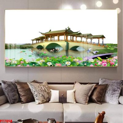 Tải file Tranh sơn thủy thác nước PT7058 (gốc) làm file in ấn