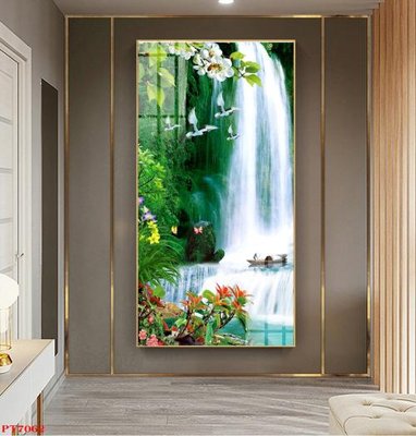 File in ấn Tranh sơn thủy thác nước PT7062 (bản gốc) chất lượng cao