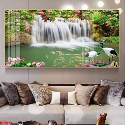 File tranh gốc Tranh sơn thủy thác nước PT7071 (bản quyền) file PSD