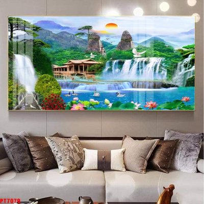 Download file tranh PSD Tranh sơn thủy thác nước PT7079 để chỉnh sửa