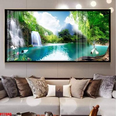 Hình ảnh file gốc Tranh sơn thủy thác nước PT7080 cho in UV