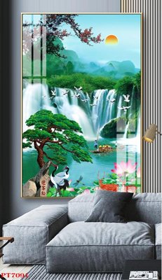 File gốc Tranh sơn thủy thác nước PT7091 (cho in 3D) độc đáo