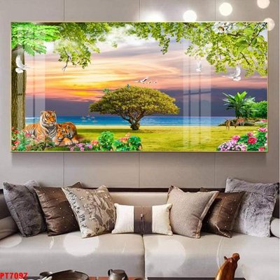 File tranh trang trí Tranh sơn thủy thác nước PT7097 (tải file gốc)