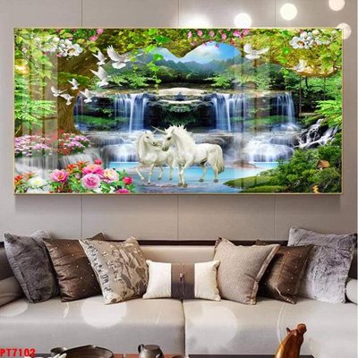 Tải file Tranh sơn thủy thác nước PT7102 (gốc) làm file in ấn