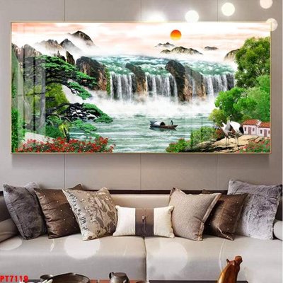 File PSD Tranh sơn thủy thác nước PT7119 (nguyên bản) cho thiết kế