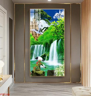 File tranh Tranh sơn thủy thác nước PT7124 (gốc) chủ đề thiên nhiên
