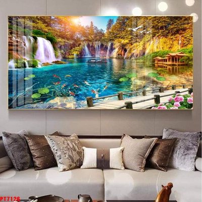 File gốc Tranh sơn thủy thác nước PT7126 (cho in ấn) từ Filetranh.com