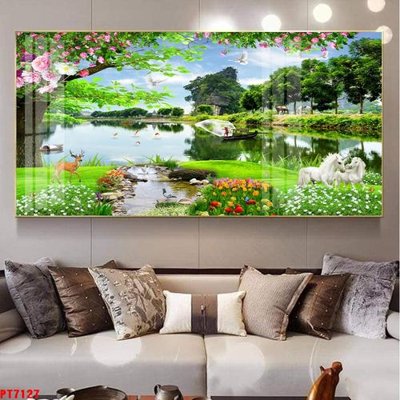 File gốc Tranh sơn thủy thác nước PT7127 (thiết kế) cho in ấn