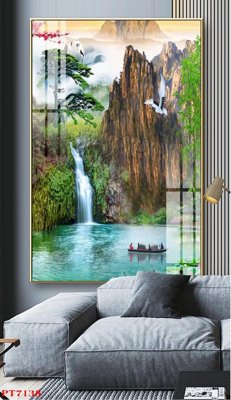 Hình ảnh gốc Tranh sơn thủy thác nước PT7138 (để in khổ lớn)