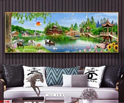 File gốc Tranh sơn thủy thác nước PT7146 (chuẩn CMYK) cho nhà in