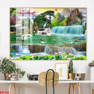 File PSD Tranh sơn thủy thác nước PT7147 (bản gốc) cho nhà in