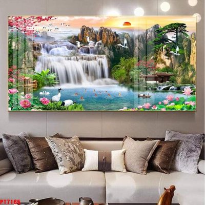 File gốc Tranh sơn thủy thác nước PT7165 (phiên bản chuẩn) để in ấn