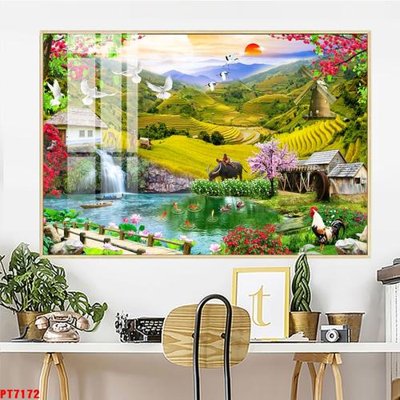 File in mica Tranh sơn thủy thác nước PT7172 (ảnh gốc) đẹp