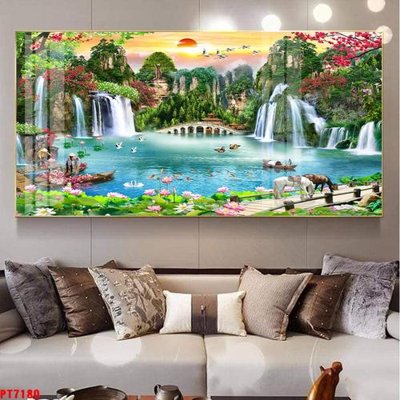 File gốc Tranh sơn thủy thác nước PT7180 (dành cho trang trí nội thất)