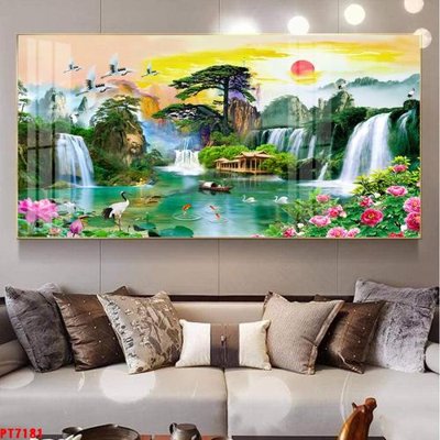 Tải file PSD Tranh sơn thủy thác nước PT7181 (nguyên layer) để in