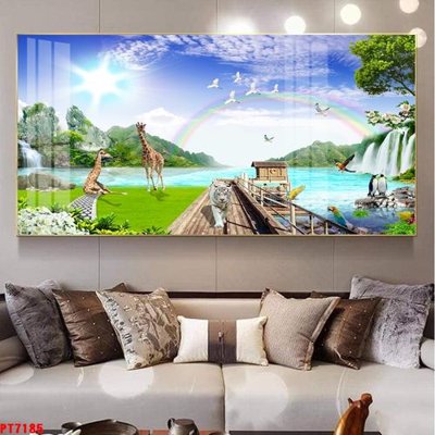 File ảnh Tranh sơn thủy thác nước PT7185 (gốc) in quảng cáo ngoài trời