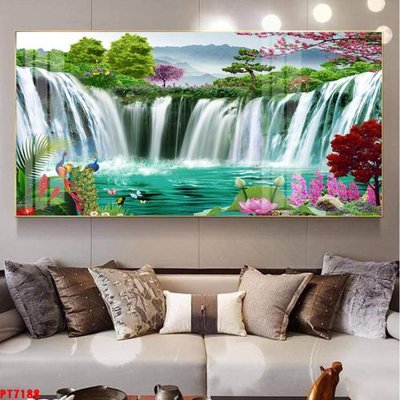 File gốc Tranh sơn thủy thác nước PT7188 (PNG) không nền chất lượng