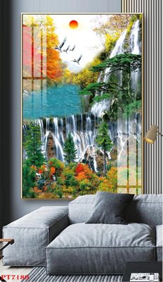 File PSD Tranh sơn thủy thác nước PT7189 (gốc) cho designer