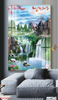 Mua file gốc Tranh sơn thủy thác nước PT7201 (chất lượng) tại Filetranh.com