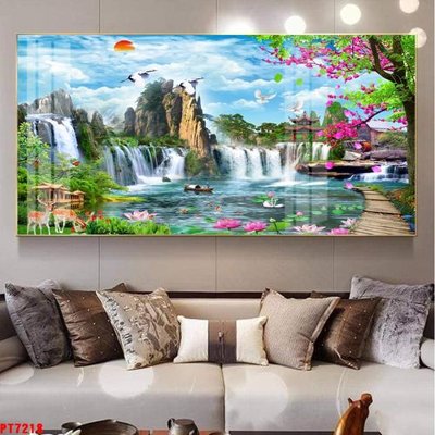 Tải file Tranh sơn thủy thác nước PT7218 (gốc) để in ấn ngay
