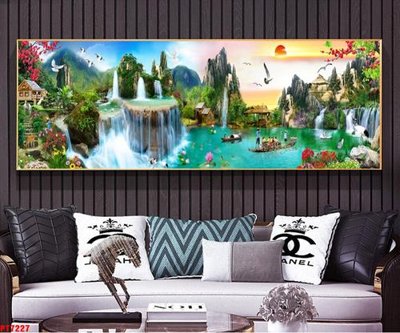 Mua file gốc Tranh sơn thủy thác nước PT7227 (chất lượng) tại Filetranh.com