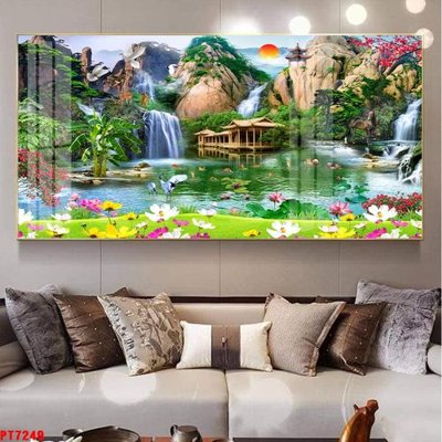 File tranh Tranh sơn thủy thác nước PT7249 (gốc) in backlit film