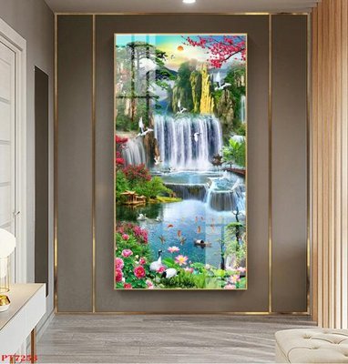 Tải file Tranh sơn thủy thác nước PT7253 (gốc) làm tranh trang trí