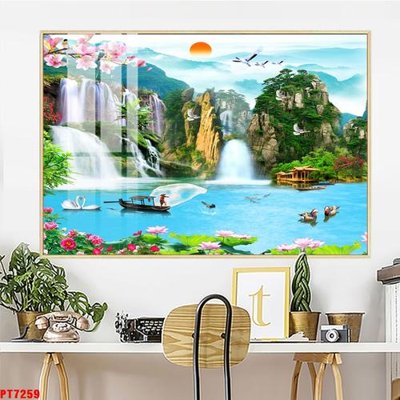 File tranh Tranh sơn thủy thác nước PT7259 (ảnh gốc) cho in ấn kỹ thuật số