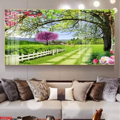 File in trần Tranh sơn thủy thác nước PT7263 (bản gốc) đại dương