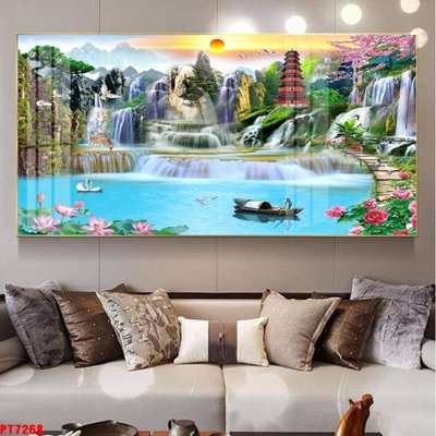 Tệp tin gốc Tranh sơn thủy thác nước PT7268 (chất lượng) Tranh sơn thủy thác nước PT7268