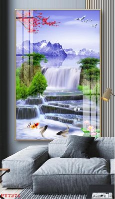 File gốc Tranh sơn thủy thác nước PT7271 (in lụa) cao cấp
