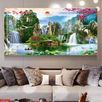 File tranh Tranh sơn thủy thác nước PT7298 (ảnh gốc) độ nét vượt trội