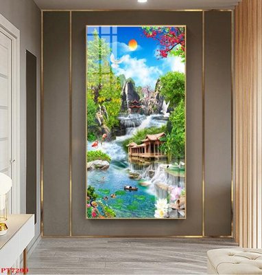 File in trần Tranh sơn thủy thác nước PT7299 (bản gốc) 5D