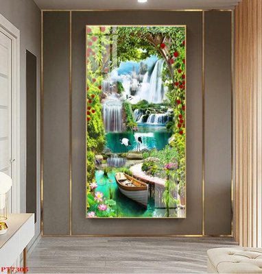 Tải file Tranh sơn thủy thác nước PT7305 (ảnh gốc) in tranh kính