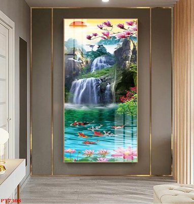 Tệp tin gốc Tranh sơn thủy thác nước PT7308 (dùng cho in ấn) chuyên nghiệp